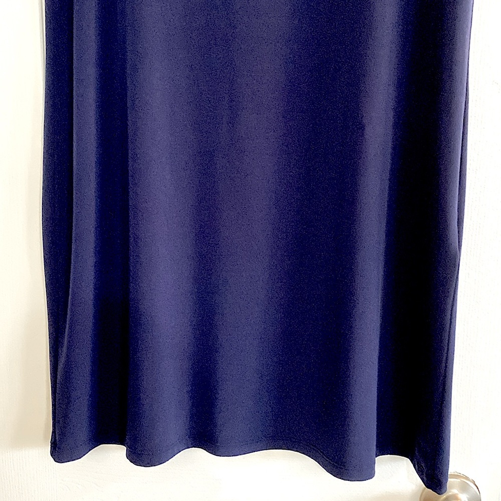 Michael Kors navy blue Shift dress with pleated sleeves. To knee.  Size L. EUC. - Picture 8 of 13
